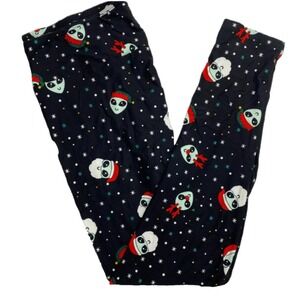 LuLaRoe Womens Leggings Size‎ TC Dream Holiday Aliens UFOs Santa Christmas NWT